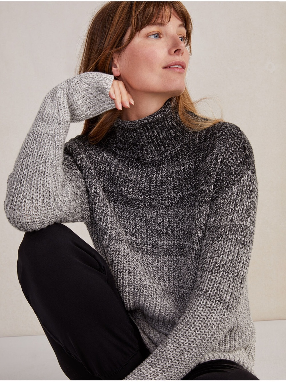 Haven Well Within Organic Cotton Ombré Roll neck Sweater - Size Large